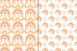 Boho Rainbow Clipart & Patterns