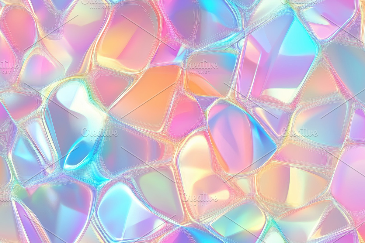 A colorful abstract background featuring iridescent, translucent shapes ...