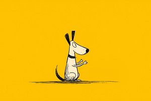 Cartoon dog sitting and begging on, an Animal Photo by MistyDay