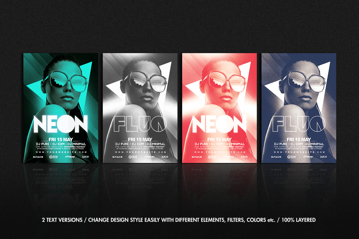 NEON Flyer Template, a Flyer Template by OVNI-TEMPLATES (Photo 2 of 4)