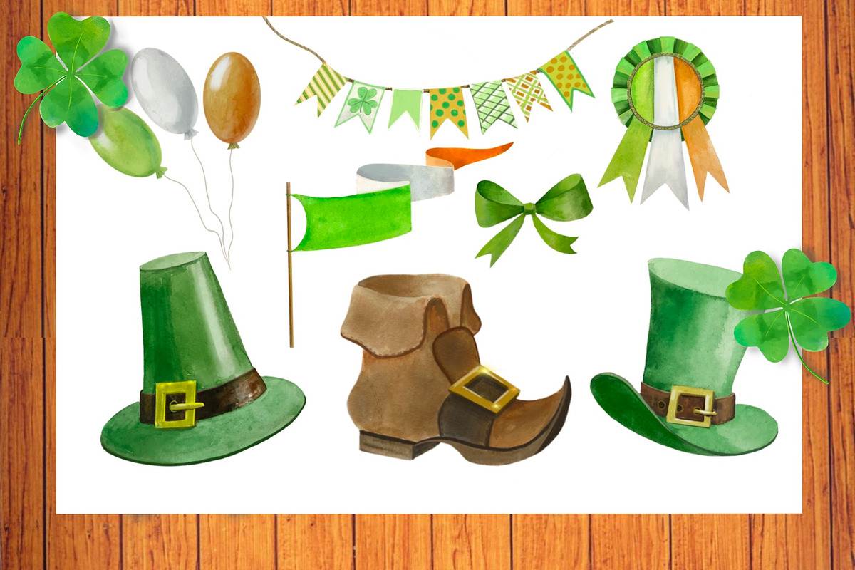St Patrick's Day watercolor clipart, an Illustration by AkvarelRiver (Photo 3 of 9)