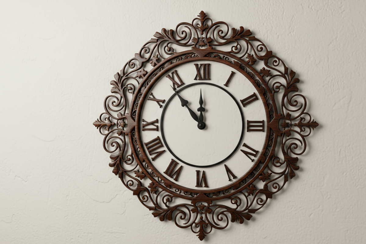 Ornamental Wall Clock Laser Cut, an Object Graphic by Amazin_art (Photo 2 of 3)