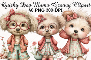 Quirky Dog Mama Groovy Clipart, an Animal Illustration by RobertsArt