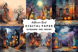 Halloween Street Backgrounds Bundle