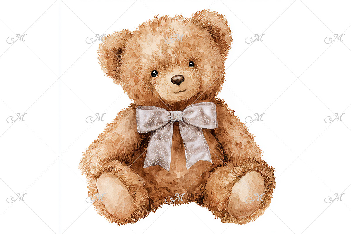 A Cute Teddy Bear with a Bow, an Object Illustration by Maddy's Art & Mockups (Photo 1 of 3)