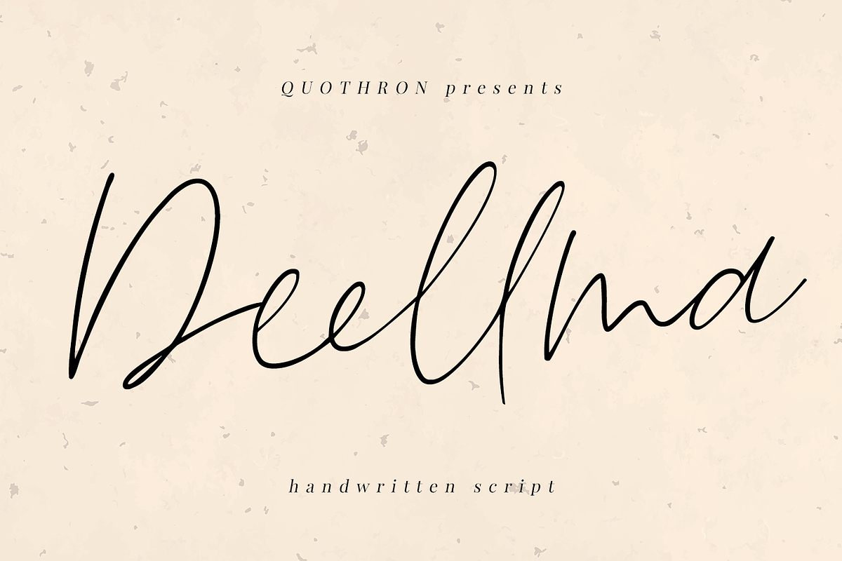 Deellma - Script font, a Script Font by Quothron (Photo 1 of 7)