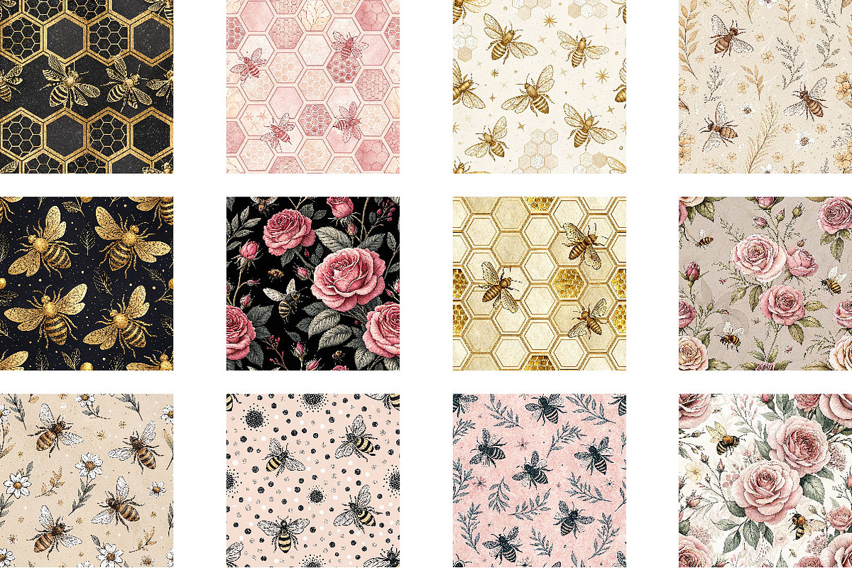 Princess Bee Digital Paper, a Pattern Graphic by Wow Magic