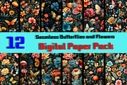 12 Seamless butterflies and flowers, a Pattern Graphic by ZaaxPrintables (Thumbnail 1 of 7)