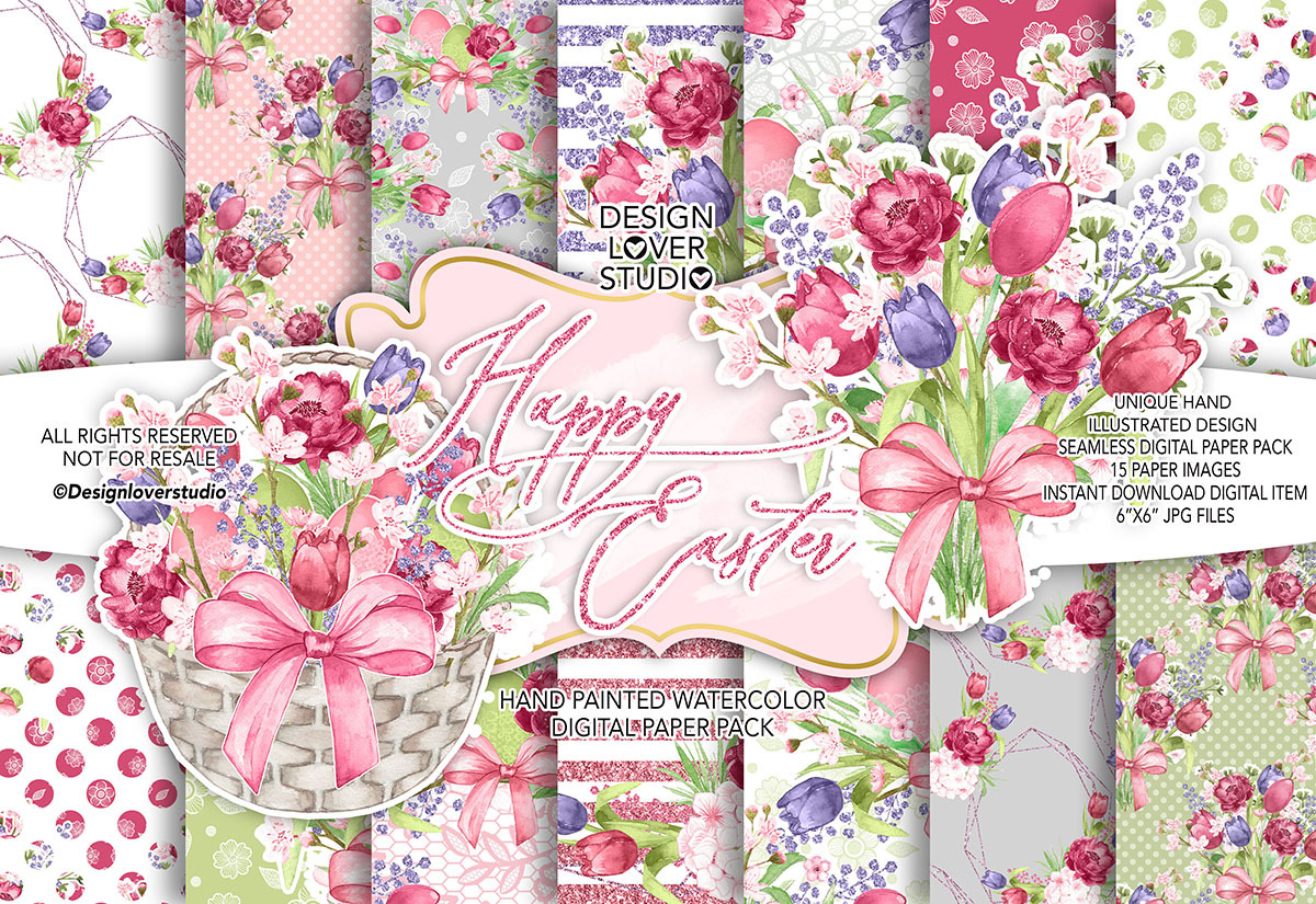 Happy easter Rustic digital paper pa | Graphic Patterns ~ Creative Market