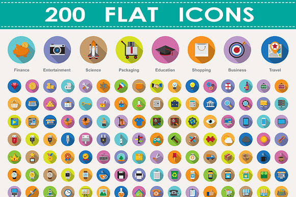 200 Flat Icons