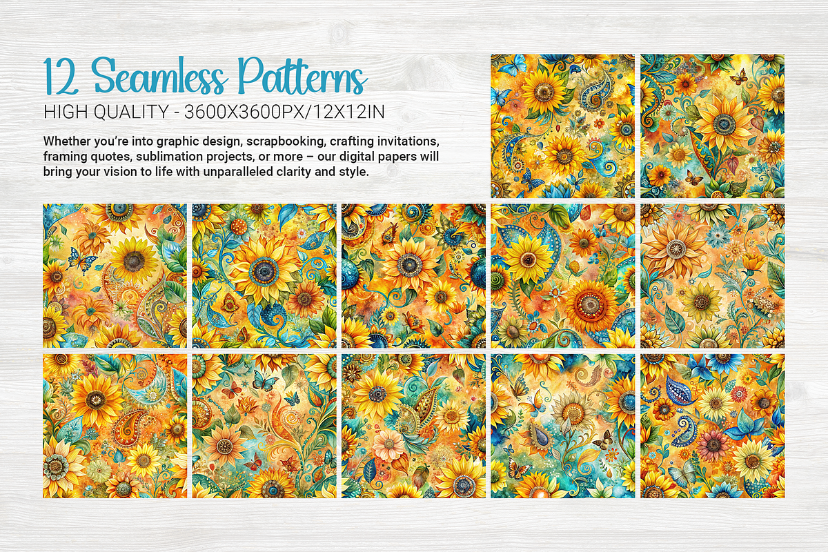 Sunflower Field Seamless Patterns