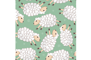Seamless green background with funny, an Animal Illustration by Toltemara