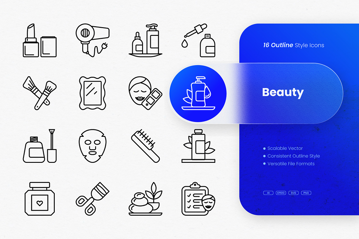 Beauty Outline Icons, an Outline Icon by cidcud_graphic