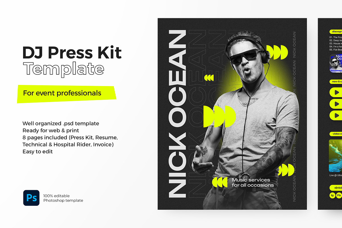 DJ Press Kit & Resume Template / EPK, a Resume Template by vinyljunkie (Photo 1 of 5)