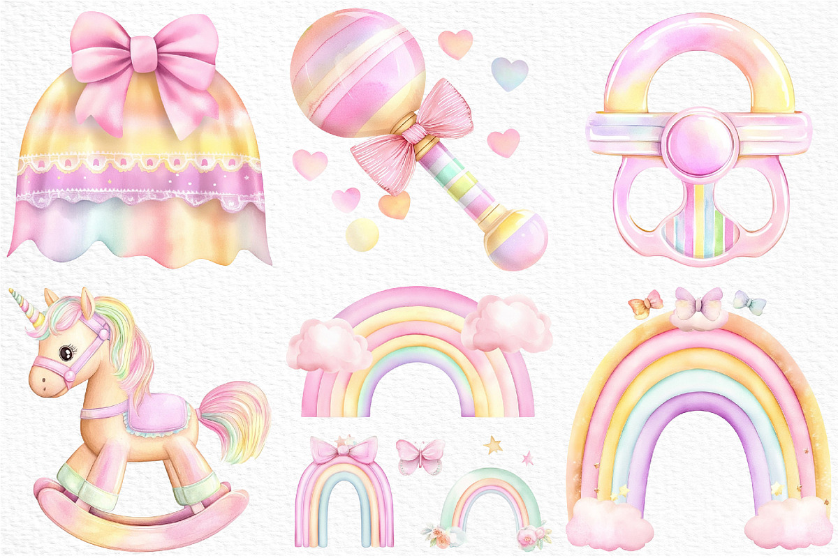 Pastel Baby Clipart Watercolor, an Illustration by Craft Nest (Photo 5 of 9)