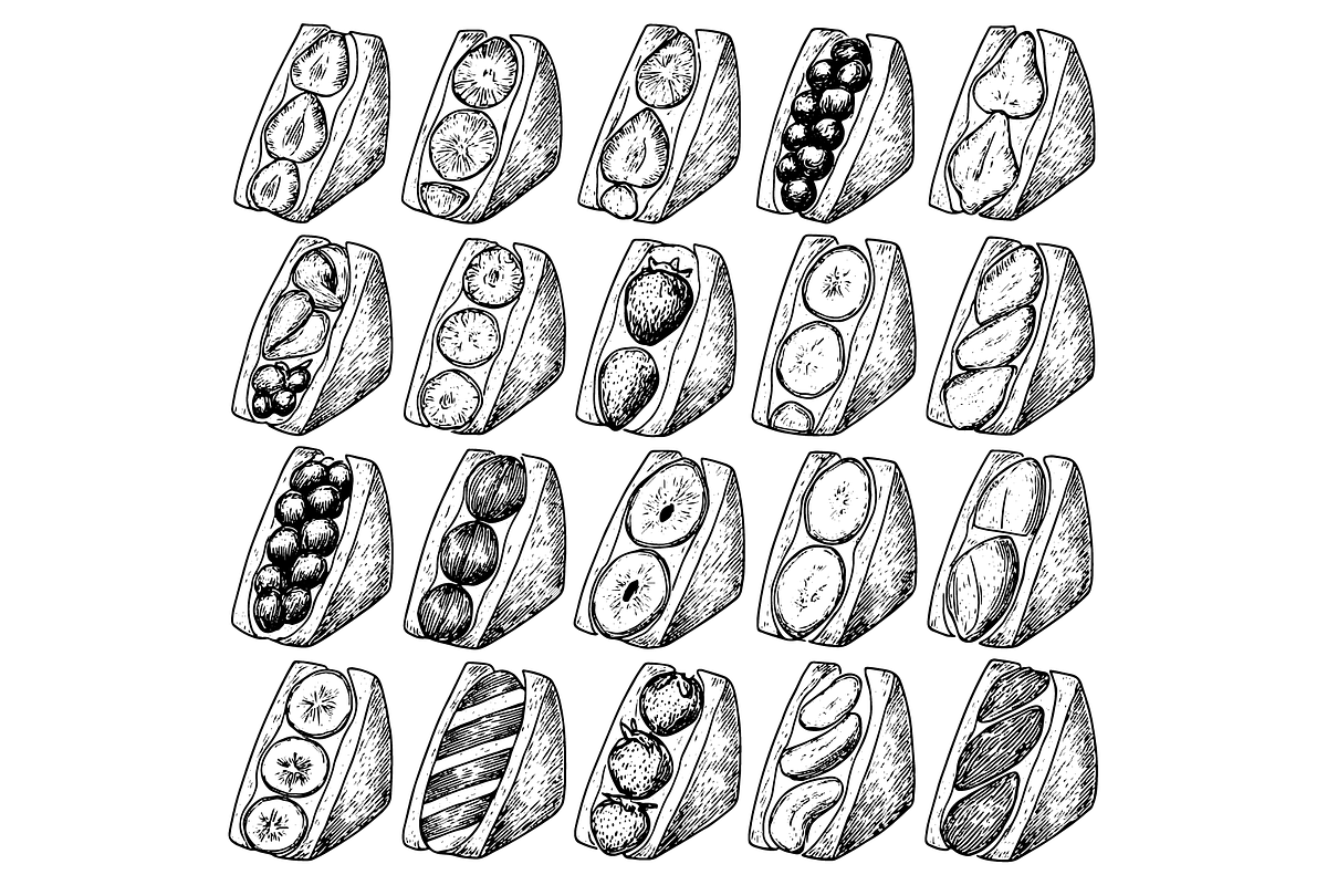Fruit Sandwich Illustration Pack, an Object Graphic by nikagraphic