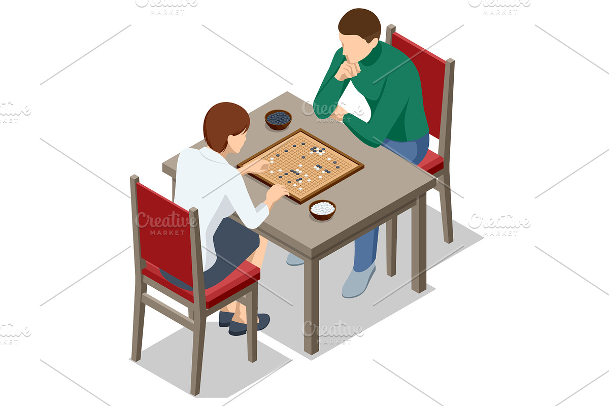 Go Players. Isometric go game with, a Person Illustration by Golden Sikorka