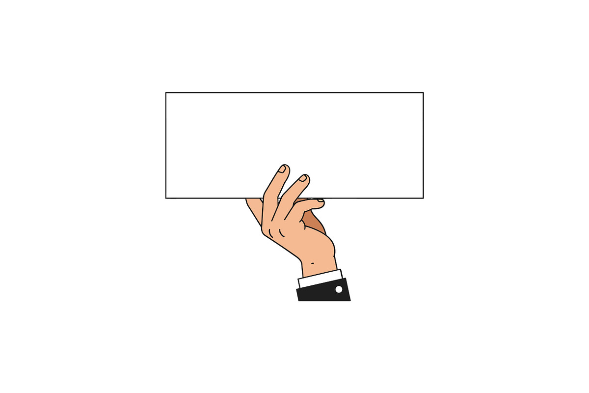 A hand holding a blank sign in a min, an Illustration by designvectx