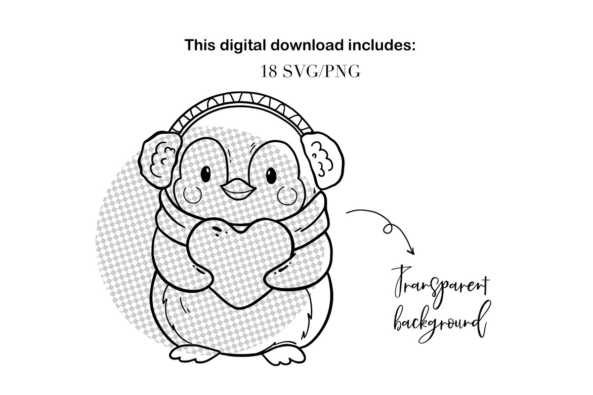 Winter Penguin PNG SVG Clipart, an Animal Illustration by ArtGiftsStudio (Photo 4 of 4)