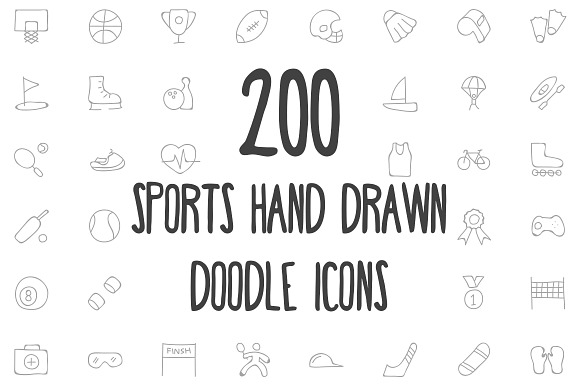 200 Sports Hand Drawn Doodle Icons preview 5
