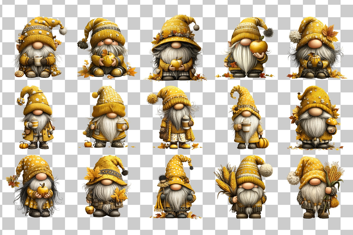 Autumn Gnome PNG Clipart Bundle, a Seasonal Illustration by Nicolle's Colorful Art (Photo 3 of 6)