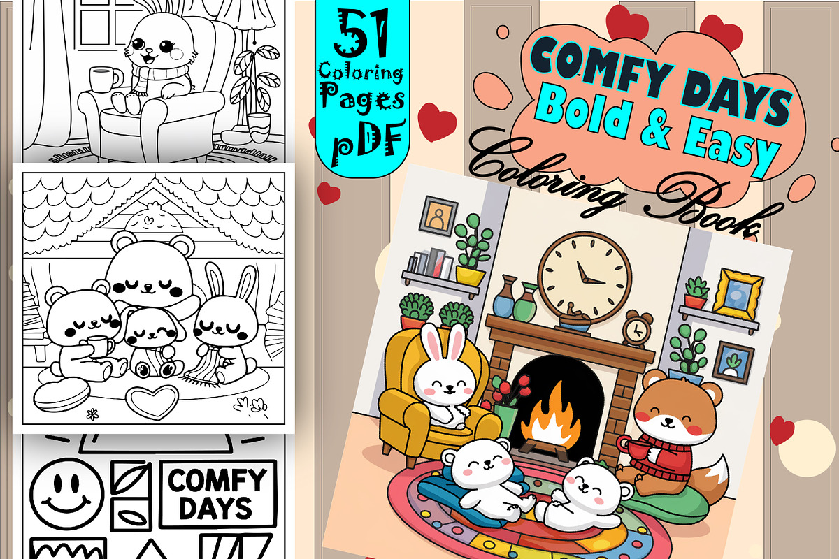 Comfy Days Bold & Easy Coloring Book, an Animal Illustration by Design Home (Photo 1 of 4)