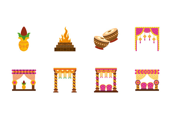 Indian Wedding Icons Set preview 2
