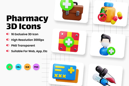 Pharmacy 3D Icons, an Object 3D Model by HacaStudio