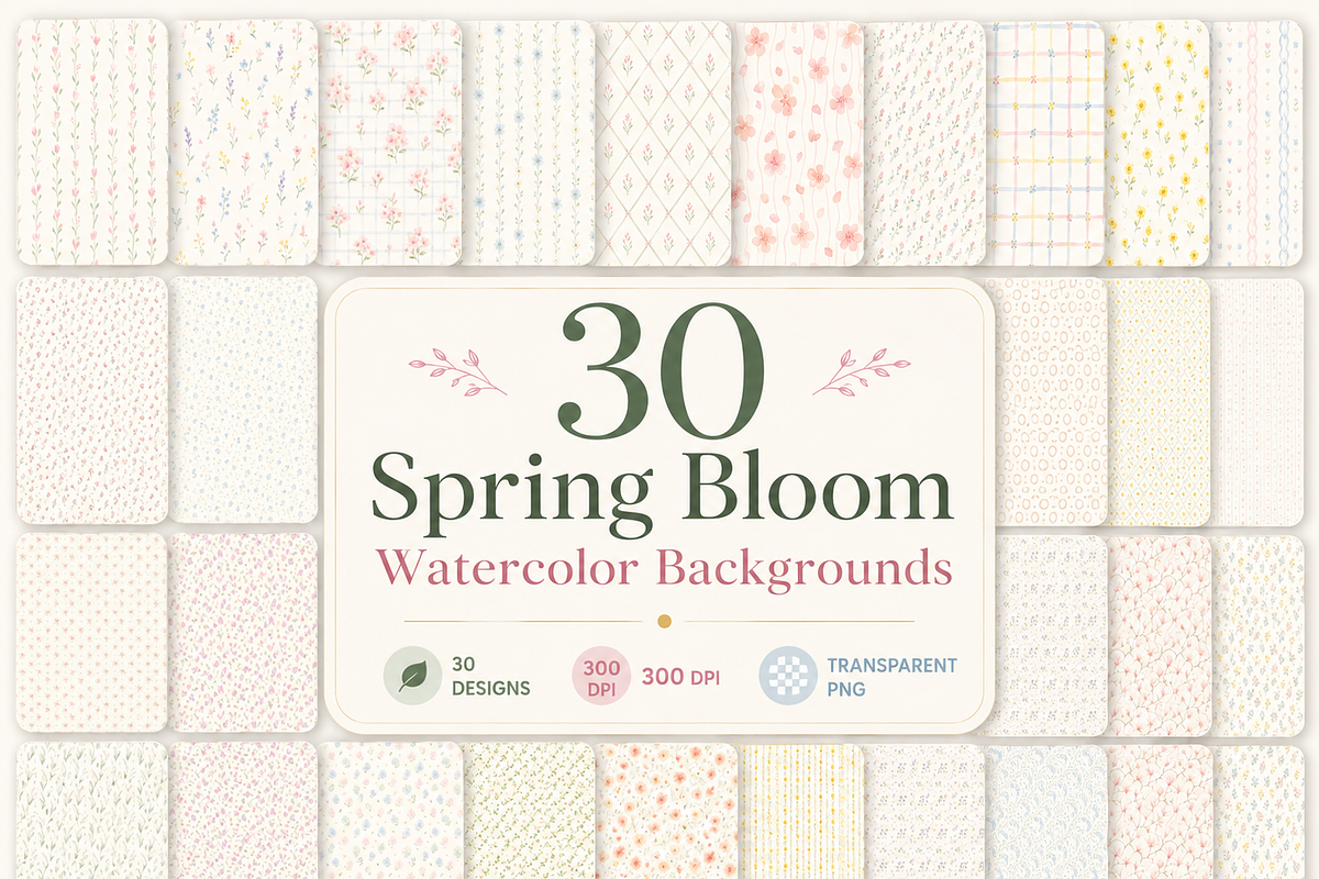 Spring Bloom Watercolor Backgrounds, a Decorative Illustration by HeavensStar (Photo 1 of 11)