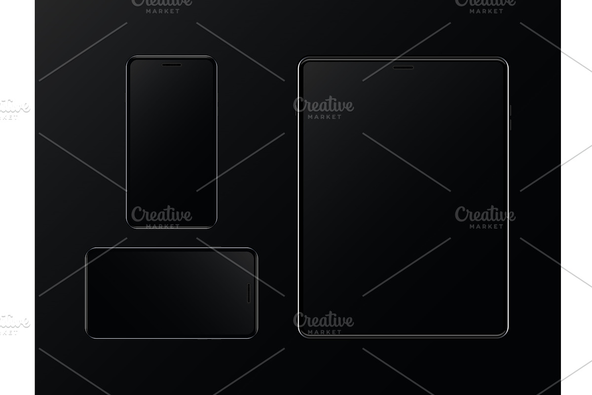Set of black smartphone and tablet, a Technology Illustration by Vector Creator