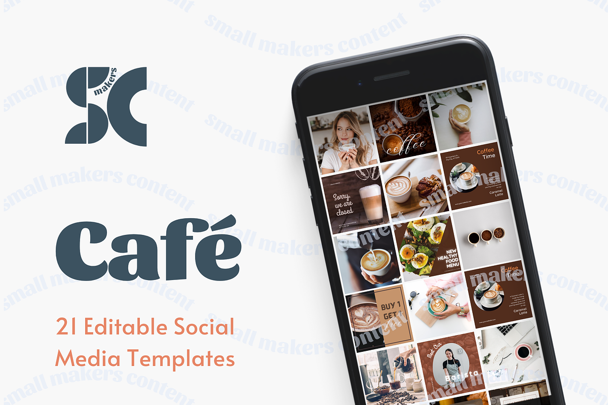 Social Media Templates for Café, a Social Media Template by SmallMakersContent (Photo 1 of 6)