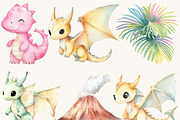 Watercolor Cute Dinosaur Clip Art, an Animal Illustration by SparkyDesignsUS (Thumbnail 4 of 9)