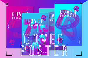4 abstract fluid covers 3d posters