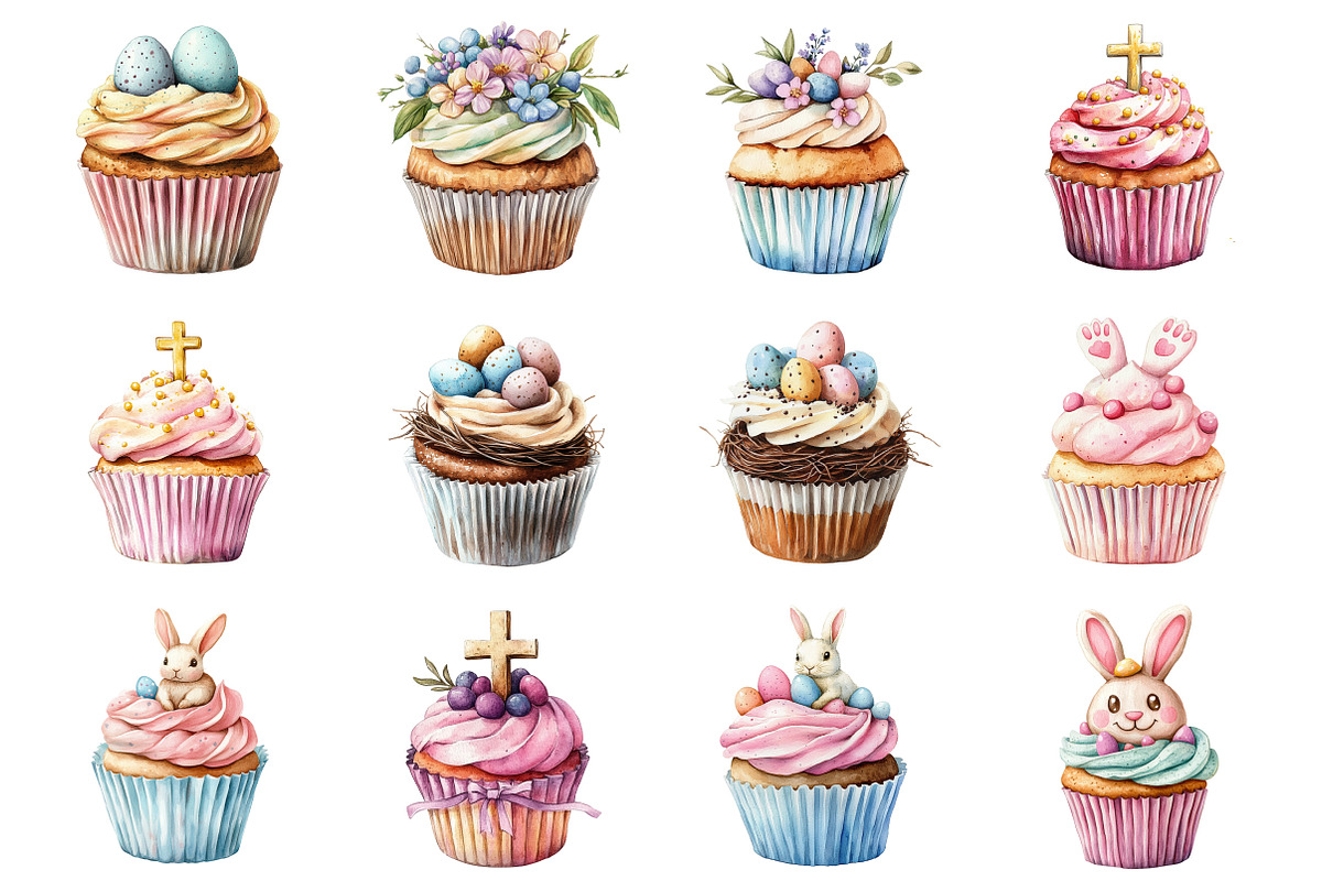 Easter Cupcake Clipart, an Illustration by Design Market (Photo 3 of 3)