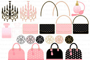Paris Fashion Clipart+Pattern set, an Illustration by Mia's Graphic Design (Thumbnail 5 of 10)