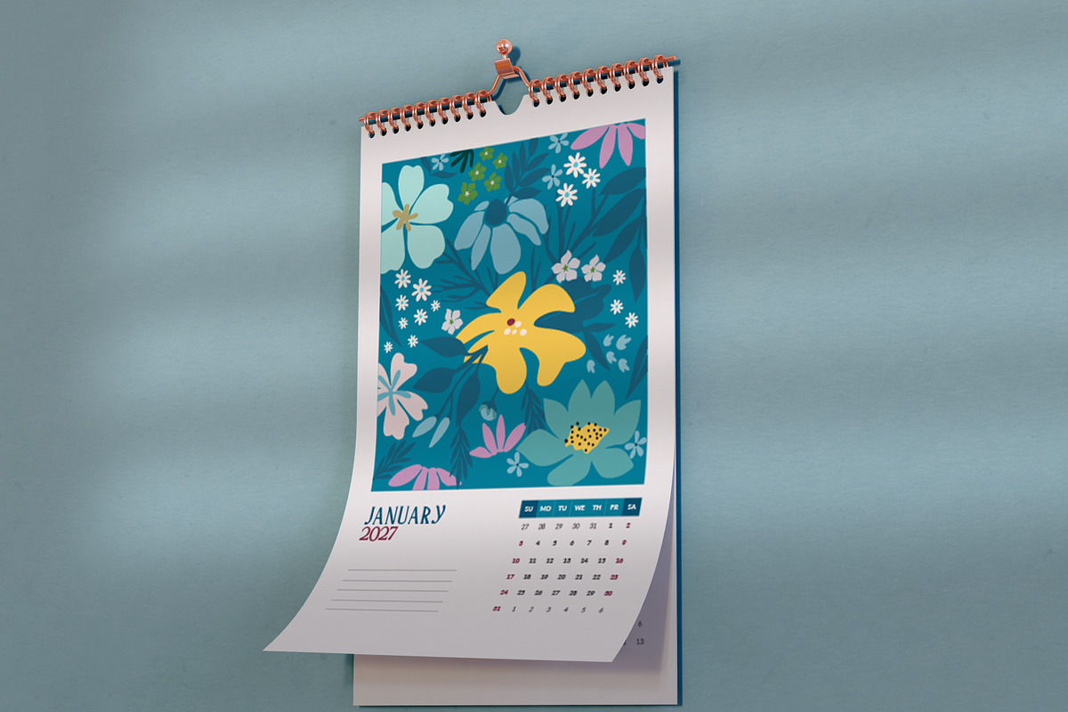 2027 Floral Calendar Template Vector, a Stationery Template by Peacock_design (Photo 4 of 15)