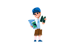 Young birdwatcher holding binoculars, an Illustration by pikepicture