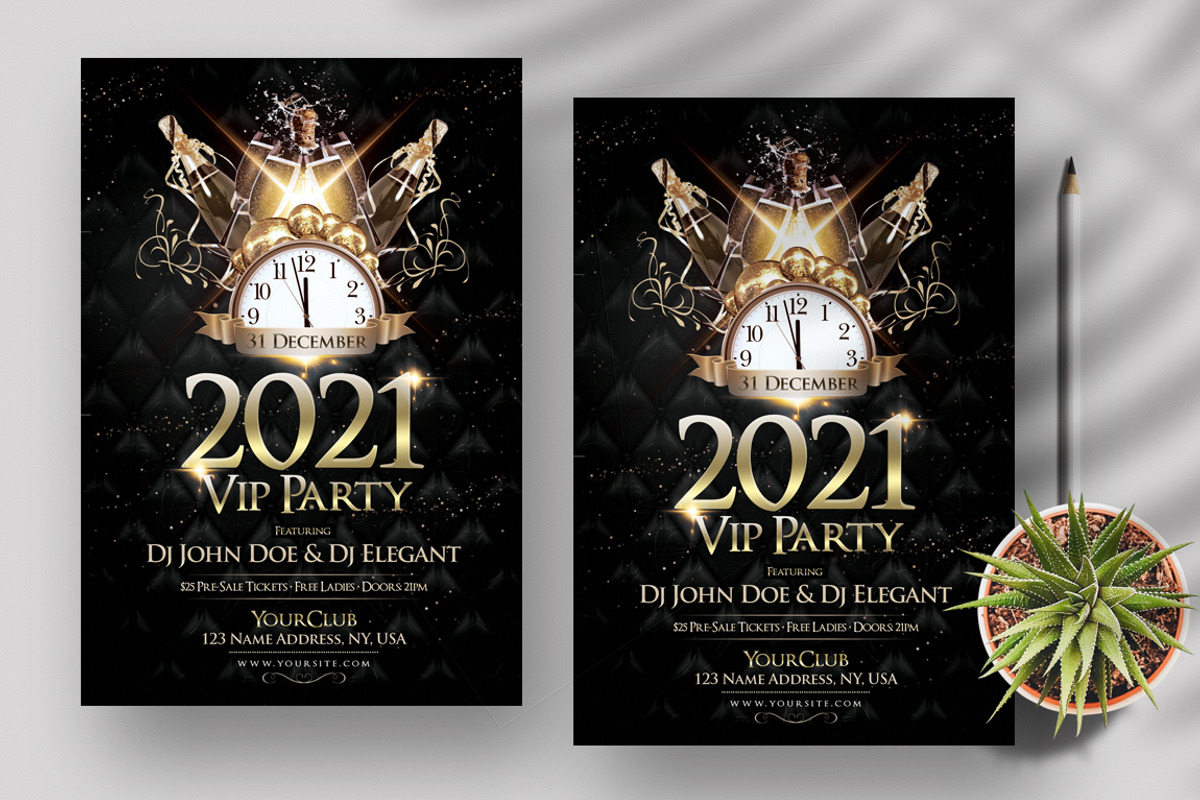 2021 NYE VIP Party - PSD Flyer, a Flyer Template by PixelsDesign (Photo 1 of 3)