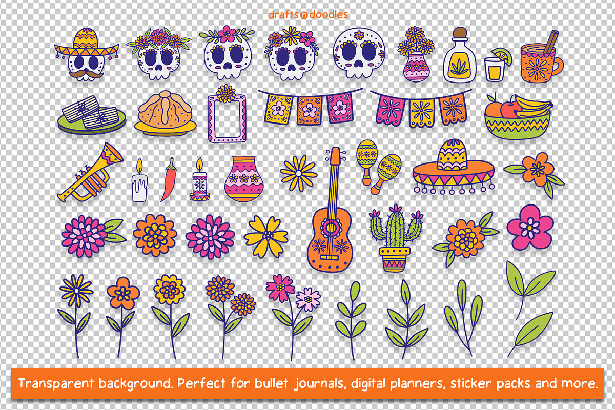 Day of the Dead Clipart and Patterns, an Object Illustration by Drafts n Doodles (Photo 4 of 14)