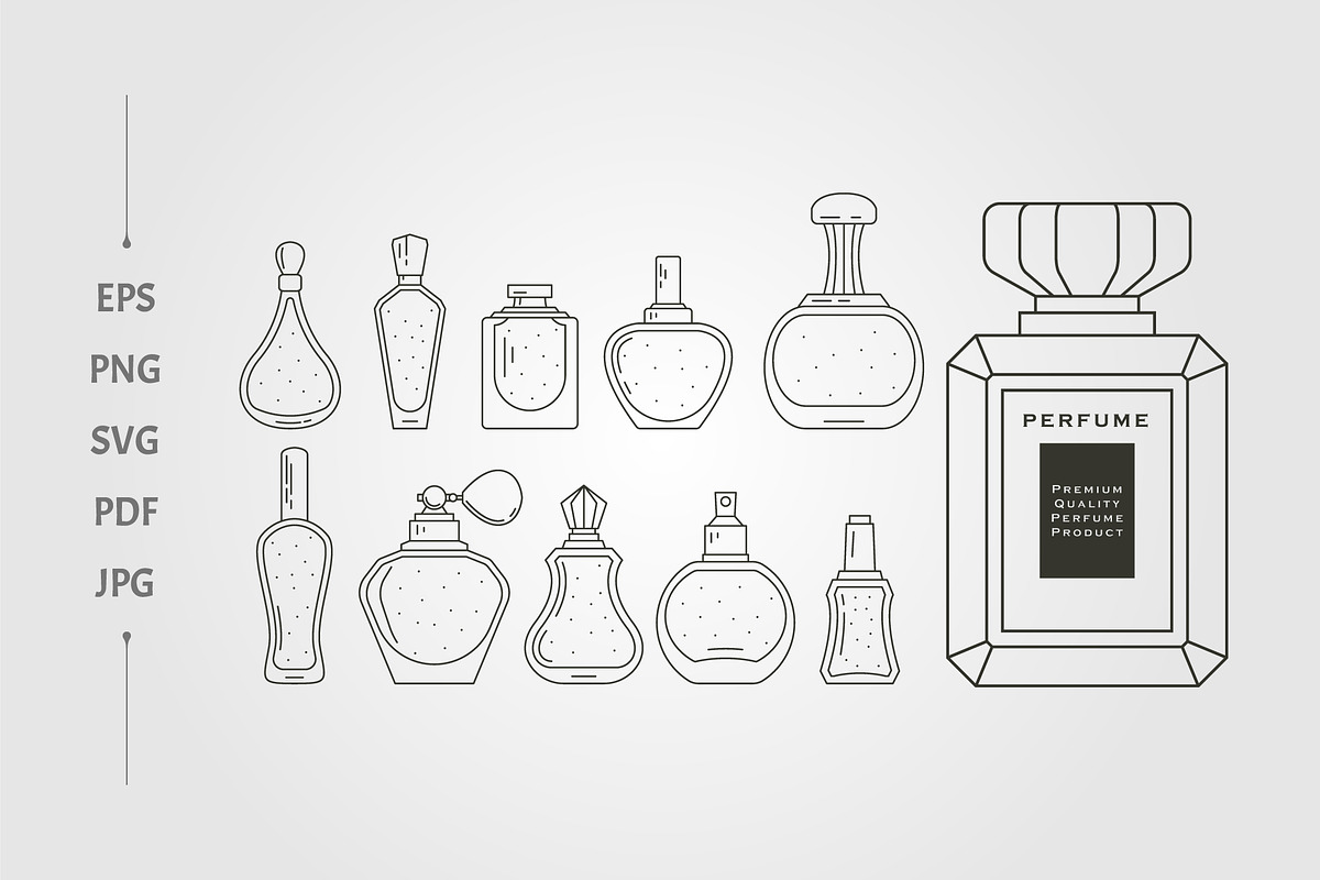 set of perfume bottles vector, an Object Illustration by lawoel