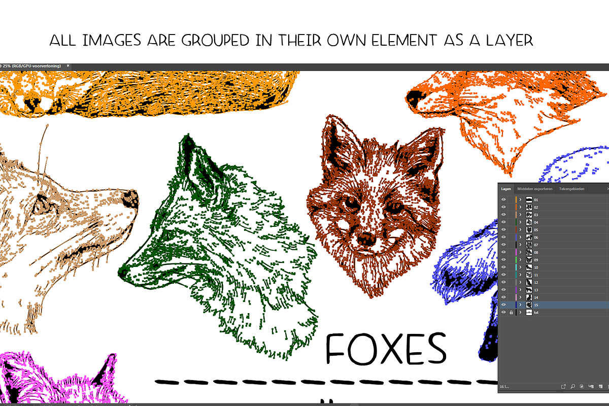 Foxes - vector illustration set, an Animal Illustration by Renée from Studio neetje (Photo 4 of 4)