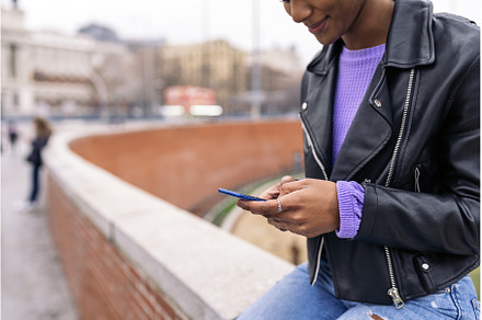 Afro Young Girl Using Phone