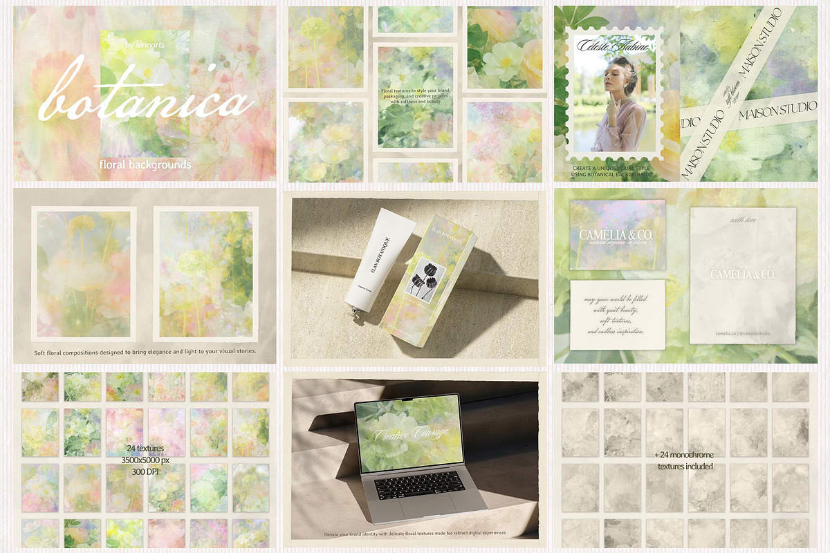 Floral Texture Bundle, a Background Graphic by lerinartstudio (Photo 2 of 9)