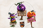 Funny Halloween Clipart PNG Set, a Seasonal Illustration by ThatsDesignArt (Thumbnail 6 of 16)