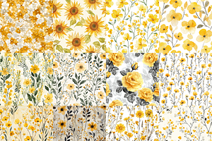 Yellow Watercolor Floral Paper