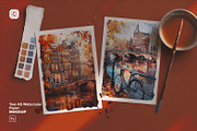 Two A5 Watercolor Paper Mockup, a Product Mockup by Custom Scene (Thumbnail 1 of 10)