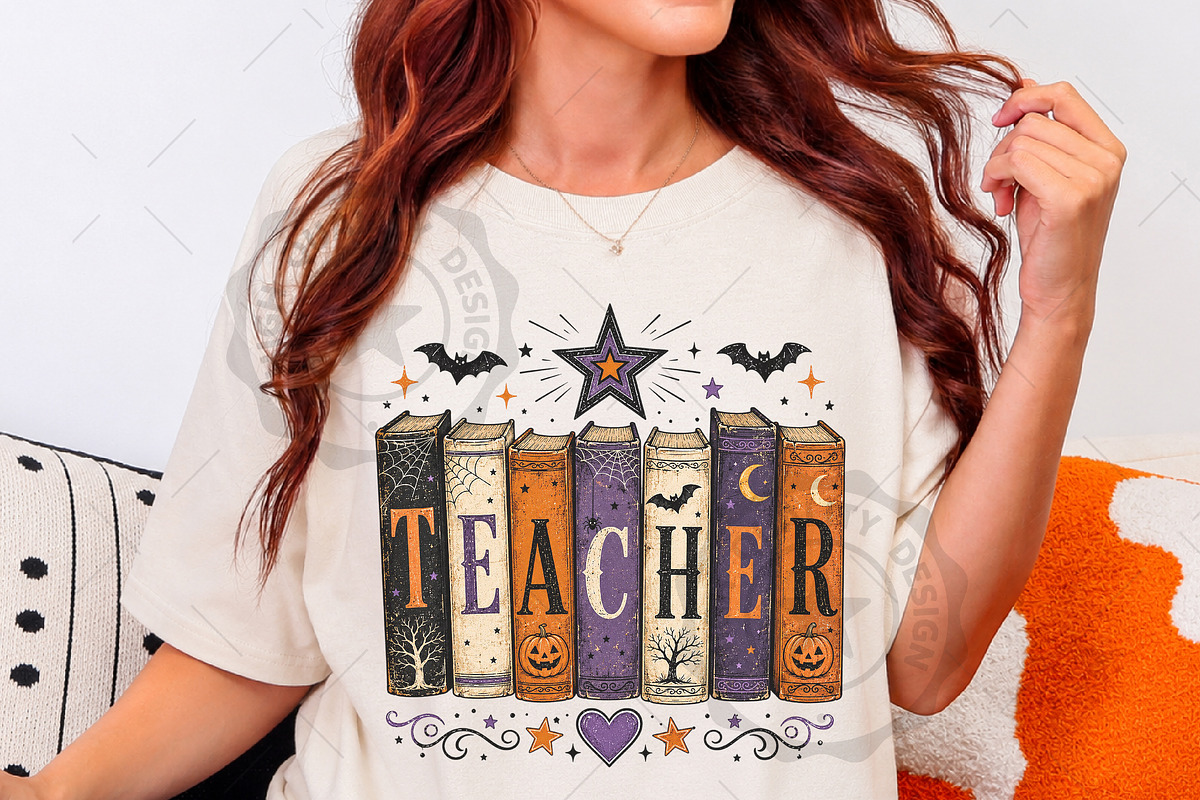 Spooky Halloween Bookish Teacher PNG, a Seasonal Illustration by OK Design (Photo 2 of 5)