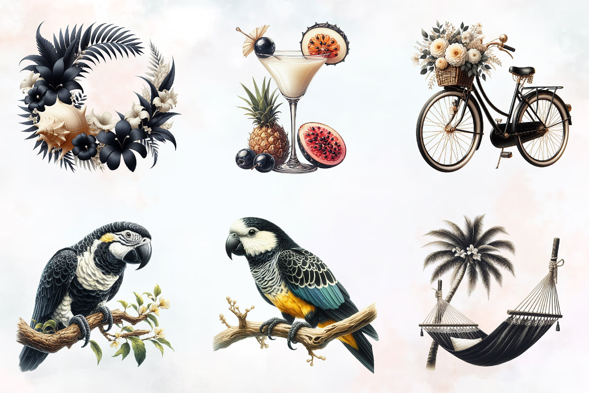 Ivory and Black Hello Summer Clipart, an Illustration by RobertsArt (Photo 7 of 8)