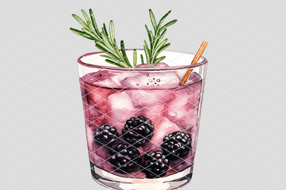 Blackberry Rosemary Cocktail, an Illustration by 1801Prints (Photo 2 of 4)