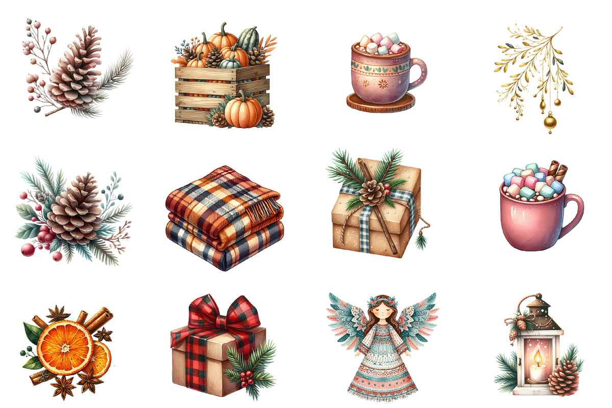 Rustic Christmas Clipart, an Illustration by Designworld (Photo 2 of 6)